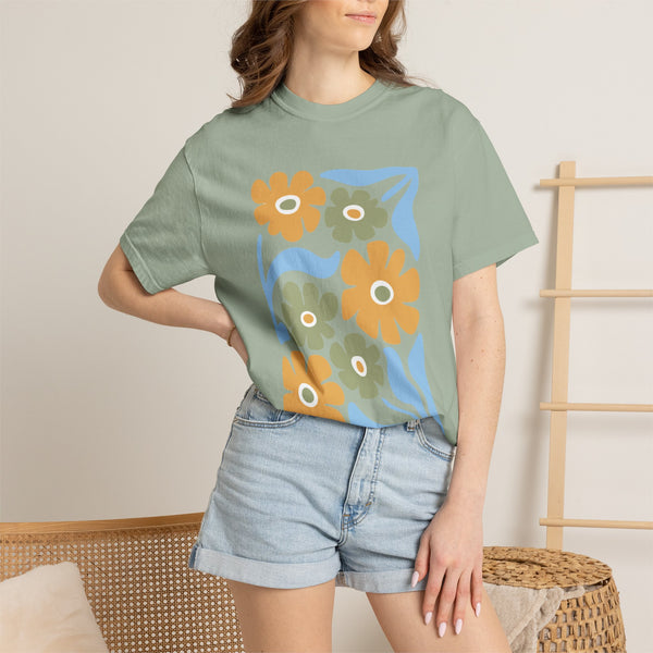Boho Flower T-Shirt Comfort Colors Botanical Tee Wildflower Plant Shirt Retro Floral Gardener Gift
