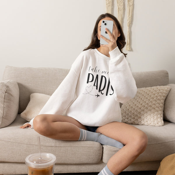 Take Me to Paris Sweatshirt, Paris Aesthetic Crewneck, French Girl Style, Travel Fit, Cozy Oversized Pullover, Paris Lover Gift