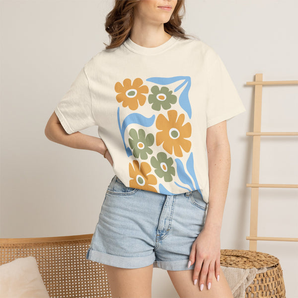 Boho Flower T-Shirt Comfort Colors Botanical Tee Wildflower Plant Shirt Retro Floral Gardener Gift