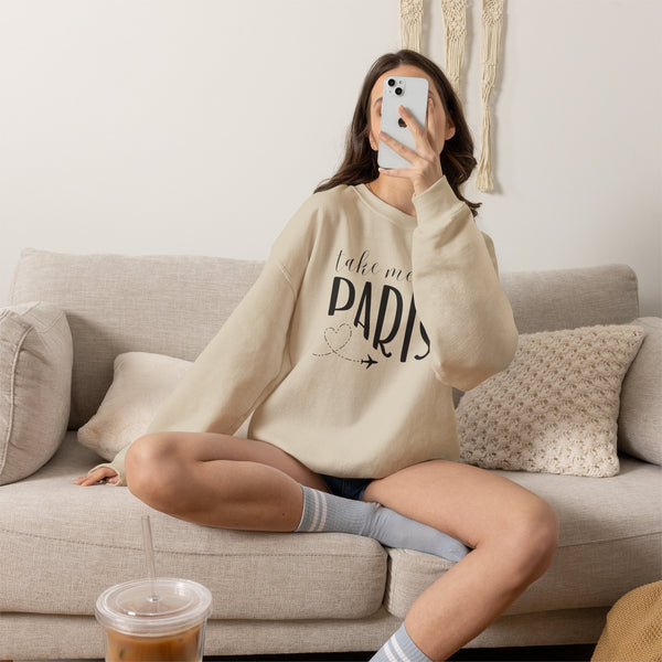 Take Me to Paris Sweatshirt, Paris Aesthetic Crewneck, French Girl Style, Travel Fit, Cozy Oversized Pullover, Paris Lover Gift