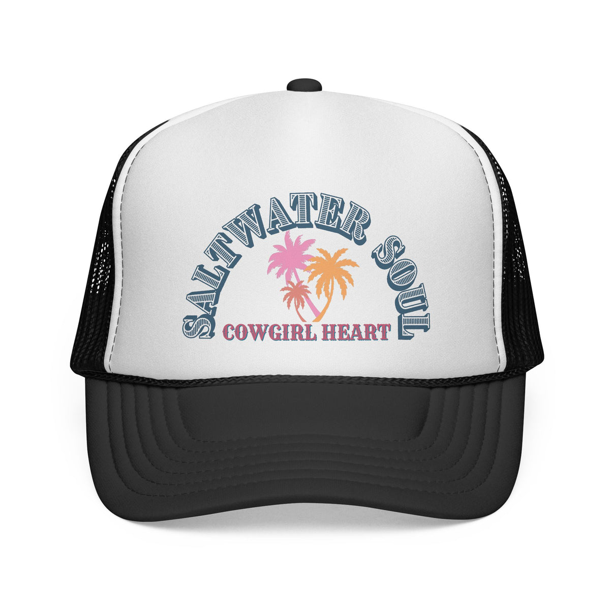 Cowgirl Heart Trucker Cap, Vibrant Beach Vibe Hat, Summer Accessory, Gift for Women, Outdoor Festival Wear, Saltwater Soul