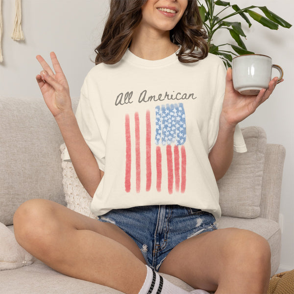 All American Flag T-shirt, USA Doodle Stars & Stripes 4th of July 250 Years of Freedom Tee