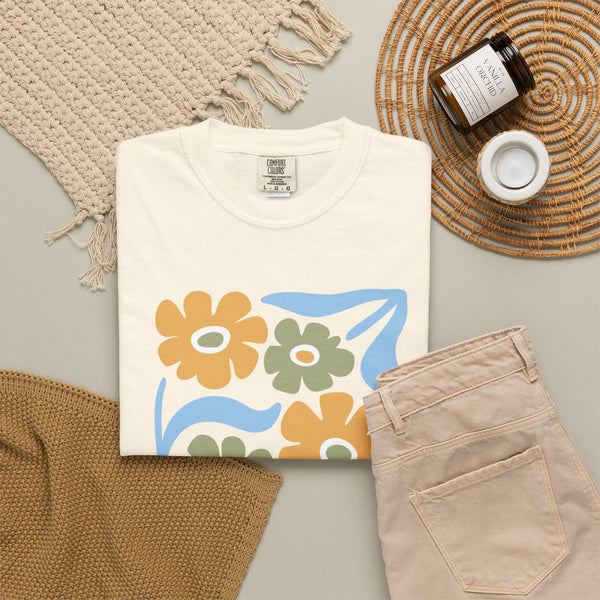 Boho Flower T-Shirt Comfort Colors Botanical Tee Wildflower Plant Shirt Retro Floral Gardener Gift