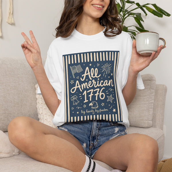 All American 4th of July 1776 Tee Flag & Fireworks USA 250 T-shirt