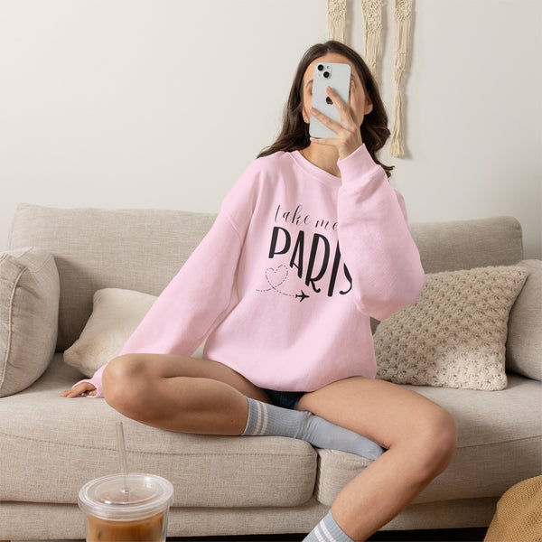 Take Me to Paris Sweatshirt, Paris Aesthetic Crewneck, French Girl Style, Travel Fit, Cozy Oversized Pullover, Paris Lover Gift