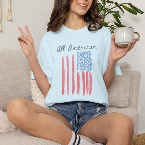 All American Flag T-shirt, USA Doodle Stars & Stripes 4th of July 250 Years of Freedom Tee