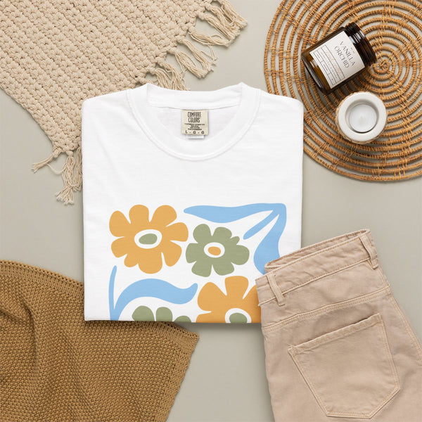 Boho Flower T-Shirt Comfort Colors Botanical Tee Wildflower Plant Shirt Retro Floral Gardener Gift