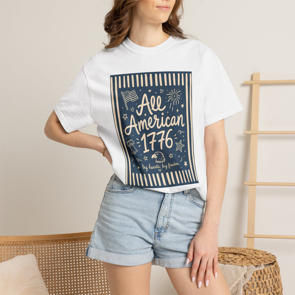 All American 4th of July 1776 Tee Flag & Fireworks USA 250 T-shirt